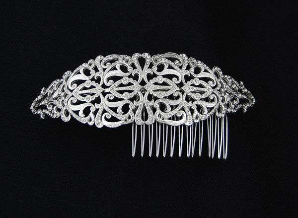 Rhodium Bridal Hair Comb with Swarovski Crystals ref.n13011